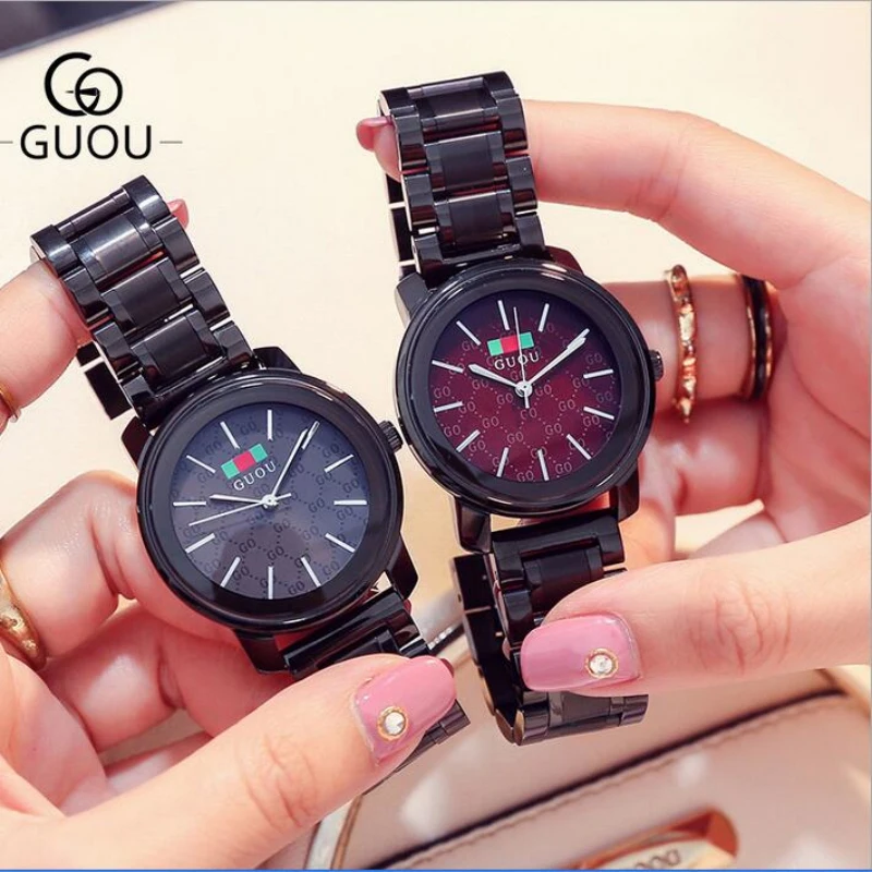 Часы GUOU женские из нержавеющей стали роскошные брендовые модные классические