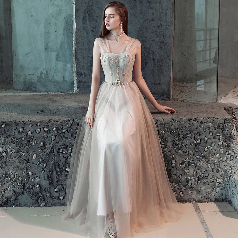 SSYfashion элегантные вечерние платья из тюля на бретелях со шнуровкой сзади в пол Длинные вечерние платья под заказ вечернее платье Robe De Soiree
