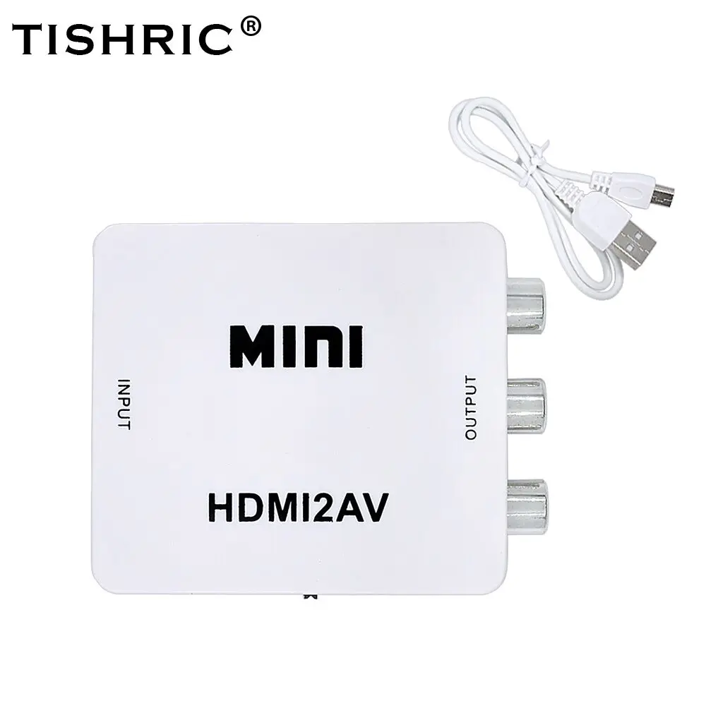 TISHRIC Новый мини HDMI2AV HDMI К AV скейлер композитный HD видео конвертер адаптер Коробка
