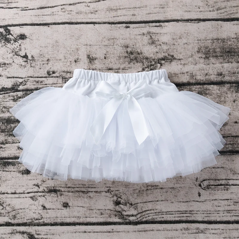 Белая юбка принцессы для маленьких девочек пушистая юбка-подгузник шаровары