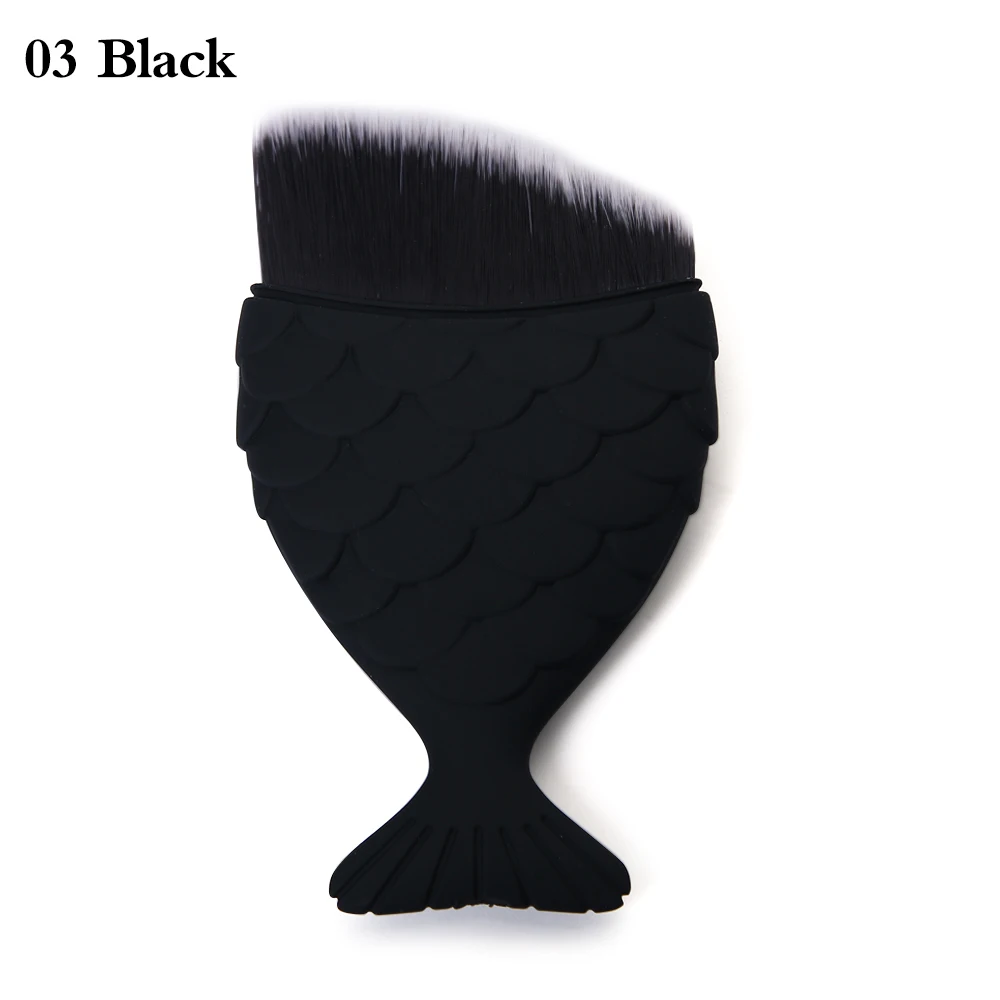03Black 1 шт. модные косметические чешуя Русалки кисти для макияжа косметический рыбий хвост Пудра основа для лица кисти для румян набор de maquiagem - Handle Color: 03Black