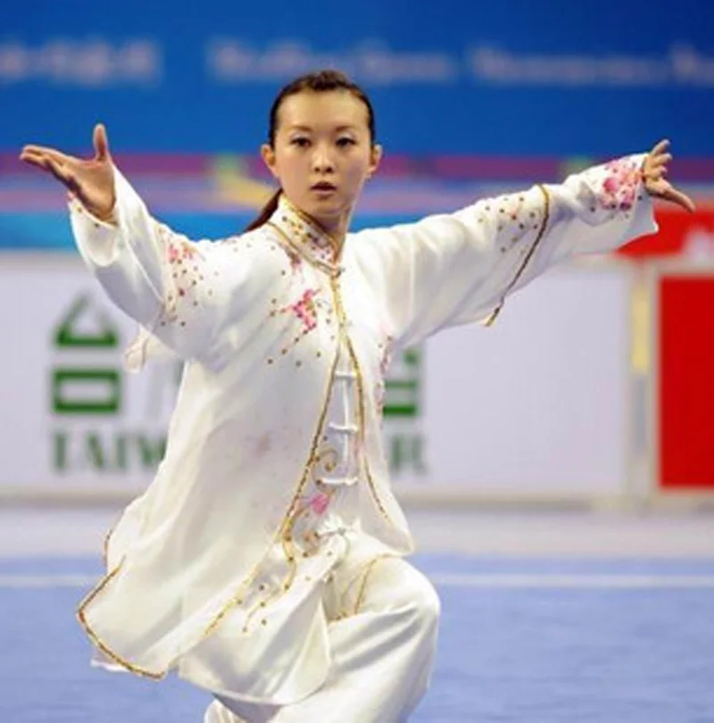 Женские костюмы с вышивкой Taiji Wushu из трех предметов для девочек и женщин Тай-Чи