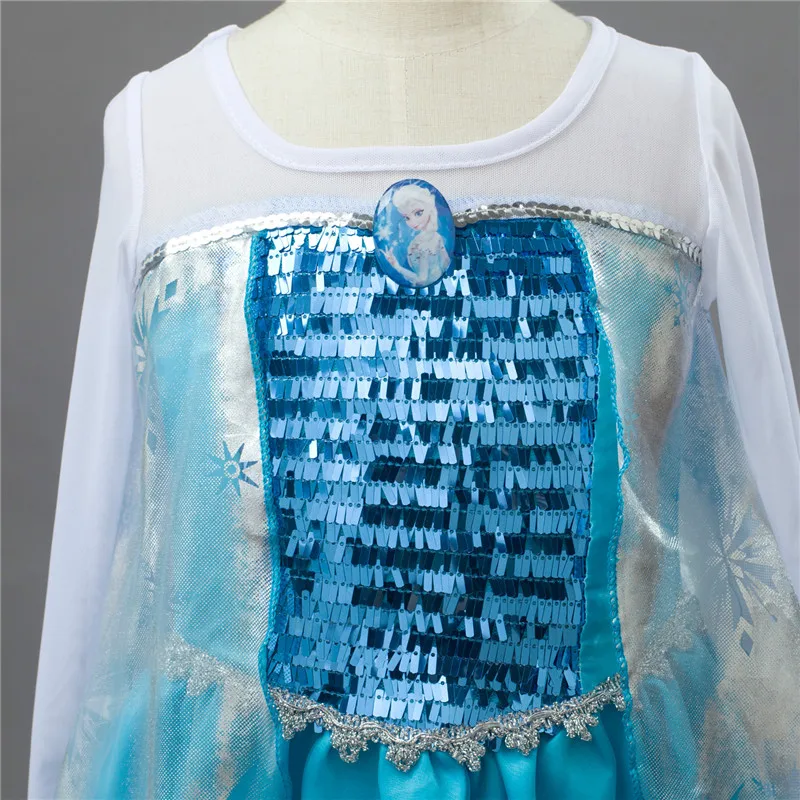 Disney Snow романтичное платье мультфильм сплошного цвета принцесса взрыв детское с