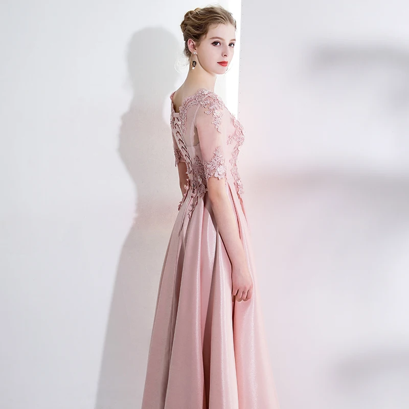 Вечернее платье Sweet Pink Sheer Scoop Средства ухода за кожей Шеи Кружево на спине халат De