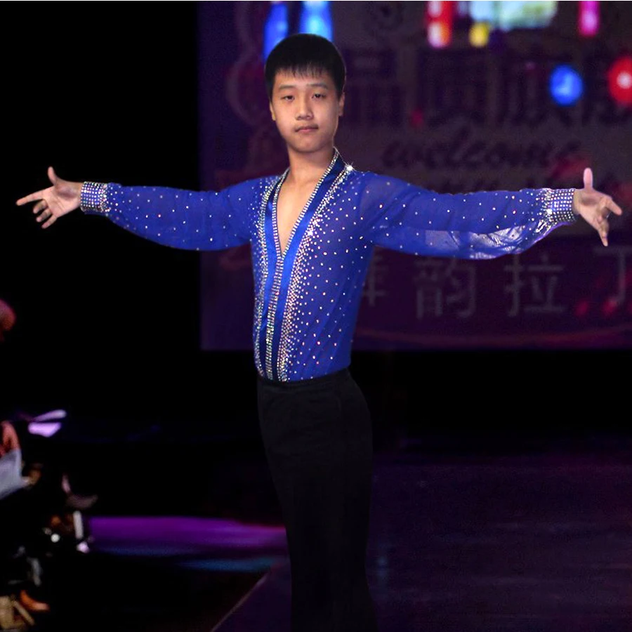 Новое поступление 2017 Детская рубашка для латиноамериканских танцев мальчиков ча