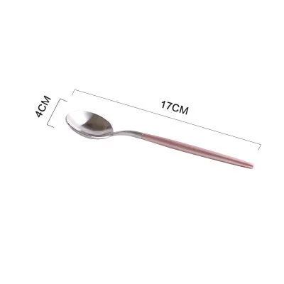 Silver-Dessert Spoon Набор столовых приборов из нержавеющей стали, столовые вилки, нож, десертные ложки, ложка для размешивания кофе, фруктовые ForksTableware, поставщик домашнего ресторана - Цвет: Silver-Dessert Spoon