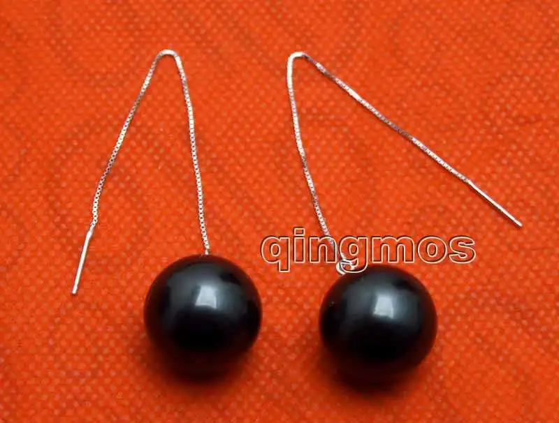 Модный большой 18 мм черный круглый морской ракушка жемчуг и Стерлинговое Серебро