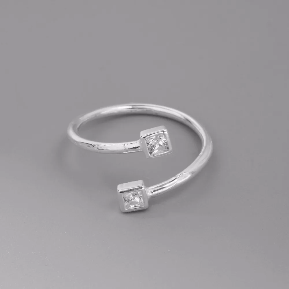 Fashion Charm Double Square AAA Zircon Rings for women Adjust Jewelry Geometric Arrow Crystal Tail Ring Boho Engagement Bijoux | Украшения