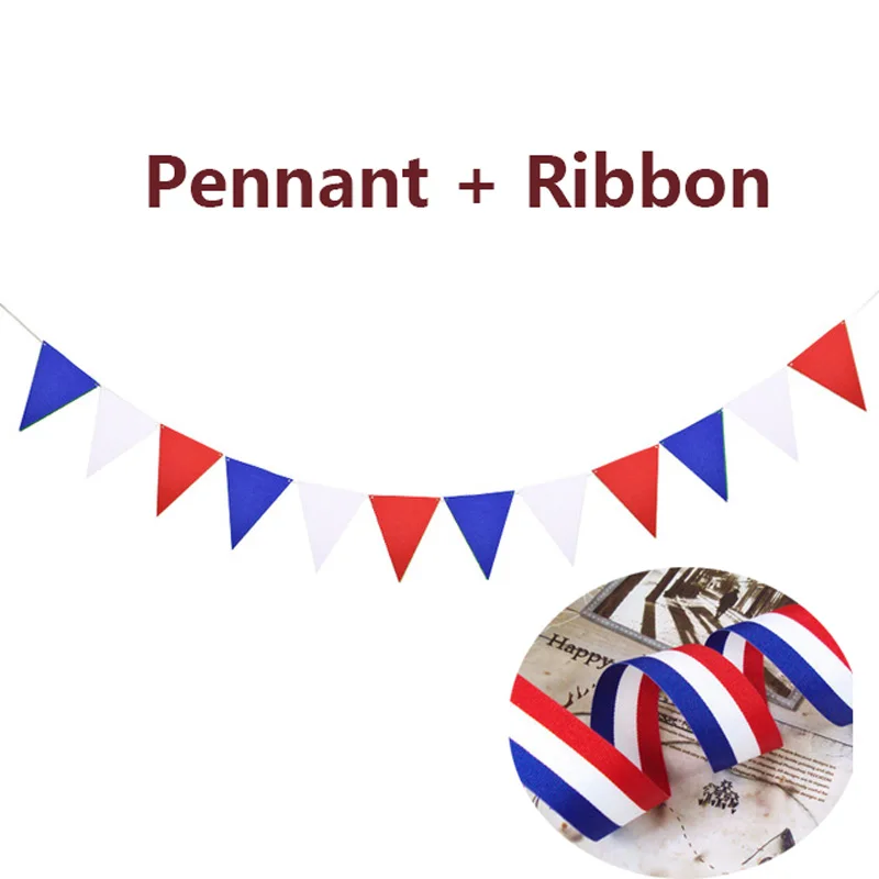 bunting and ribbon Флаг Франции печати вымпел овсянка+ ширина 25 мм красный белый синий тесьма в полоску корсажная подарочная упаковка Ленточные аксессуары для одежды - Цвет: bunting and ribbon