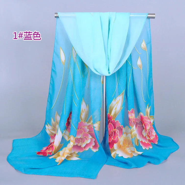 Заводская цена Женский Тонкий цветочный шарф с принтом шали из супершифона