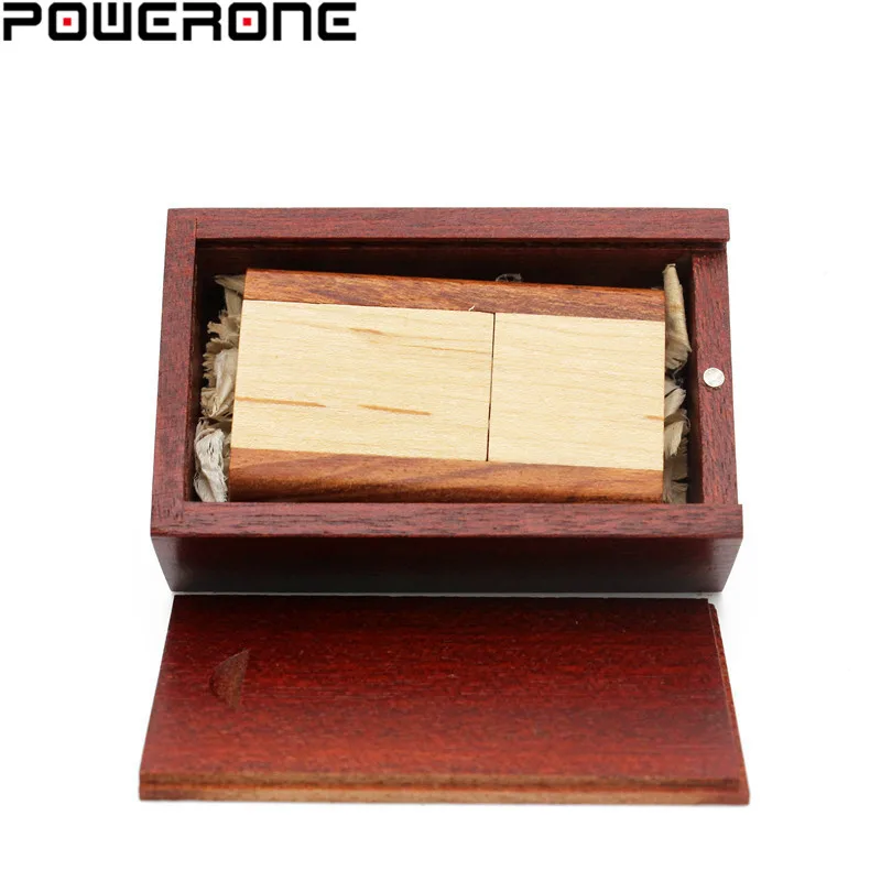 POWERONE логотип на заказ вращающийся+ коробка деревянный usb флэш-накопитель Флешка 4 ГБ 8 ГБ 16 ГБ 32 ГБ 64 Гб карта памяти свадебные подарки