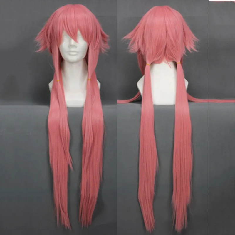 Парик для косплея The Future Diary Yuno Gasai термостойкий прямой розовый длиной 80 см с