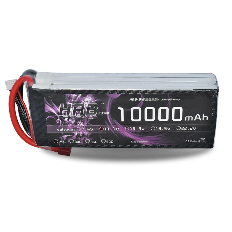 Hrb RC Lipo 3S батарея 10000mAh 11 1 V 25C MAX 50C Дрон AKKU для вертолет самолет автомобиль Лодка Lipoly