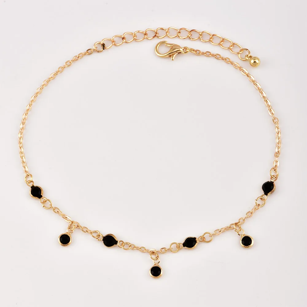 3 Pcs/set Women Fashion Crystal Star Pendant Black Gems Gold Chain Anklet Set Bohemian Charm Beach Accessories Christmas Gift | Украшения и