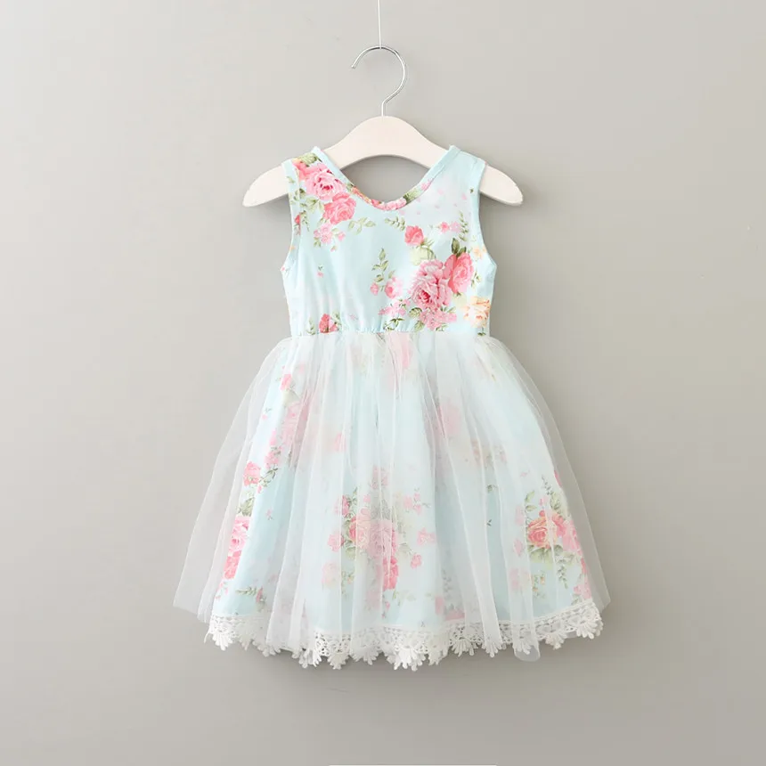 Коллекция 2017 года платья принцессы с цветочным принтом для девочек детское