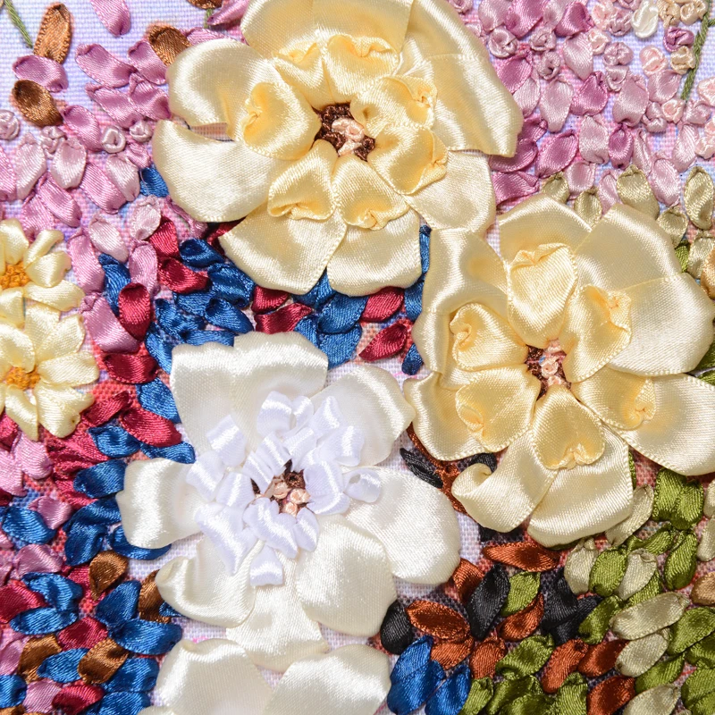 Сделай Сам лента вышивка с цветочным рисунком Цвет принтом из плотной ткани