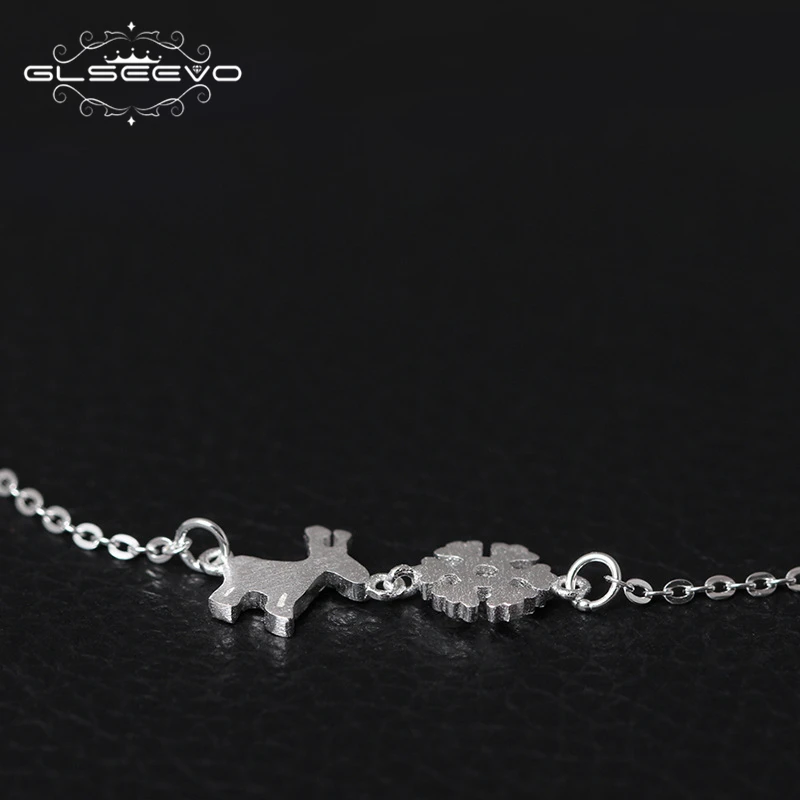 GLSEEVO Real 925 Sterling Silver Snowflakes And Deer Adjustable Charms Bracelet Gift For Girl Daughter Pulseira Feminina GB0006 | Украшения