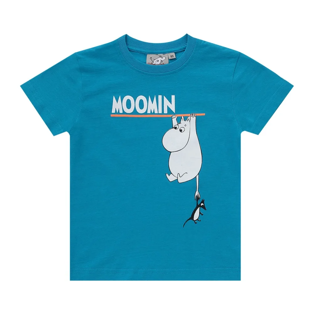 Moomin/2018 г. Весенняя белая футболка для мальчиков 100% хлопковая модная с короткими