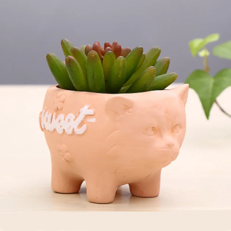 Small Flower Pot Pottery Mini Cartoon Ceramic Animal Plant Pot With Hole Planters For Succulents Home Garden Balcony Decorations