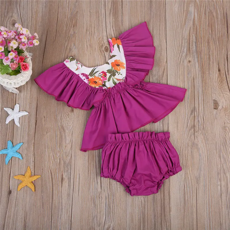 Новорожденных Одежда для детей малышей девочек Летняя Новинка 2017 г. цветочный