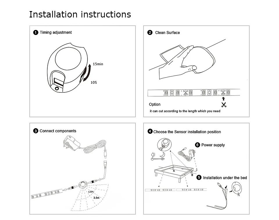 Беспроводная Светодиодная лента с пассивным ИК датчиком движения светильник на