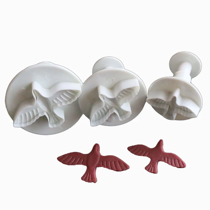 3Pcs/Set Cake Decorative Mold Plastic Pigeon Bird Plunger Cutter Fondant Cookies Decorating Kitchen Baking DIY Tools CT1015 | Дом и сад