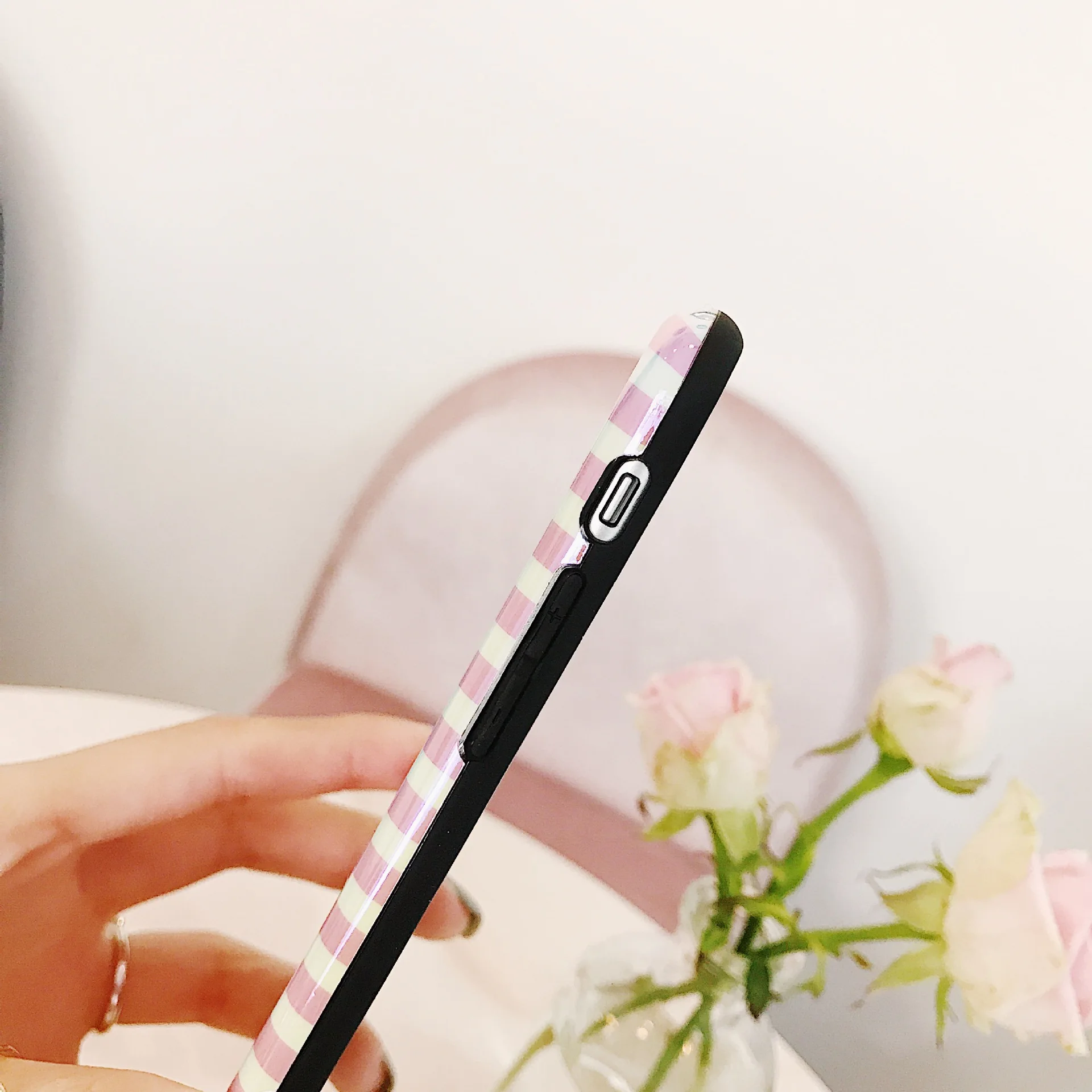 Luxury Designer Stripe Heart Blue Ray Pink Case Cover for IPhone X XS 7 6 6s 8 Plus IPhone8 7plus Blu-ray Cellphone Cases Coque |