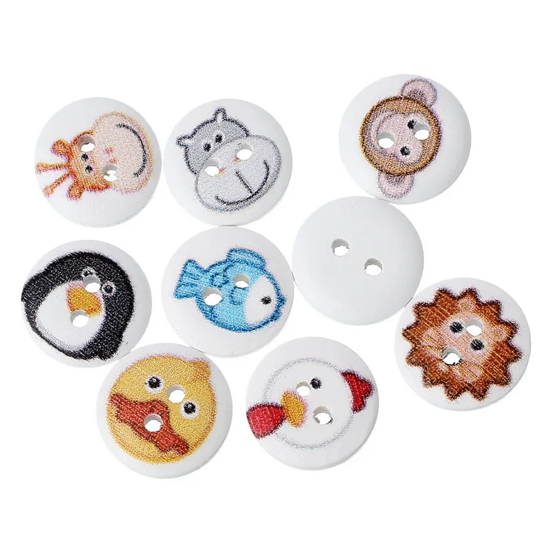 1000 Шт. Смешанные Животных Шаблон Круглый Лес Швейные Кнопки 2 Отверстия