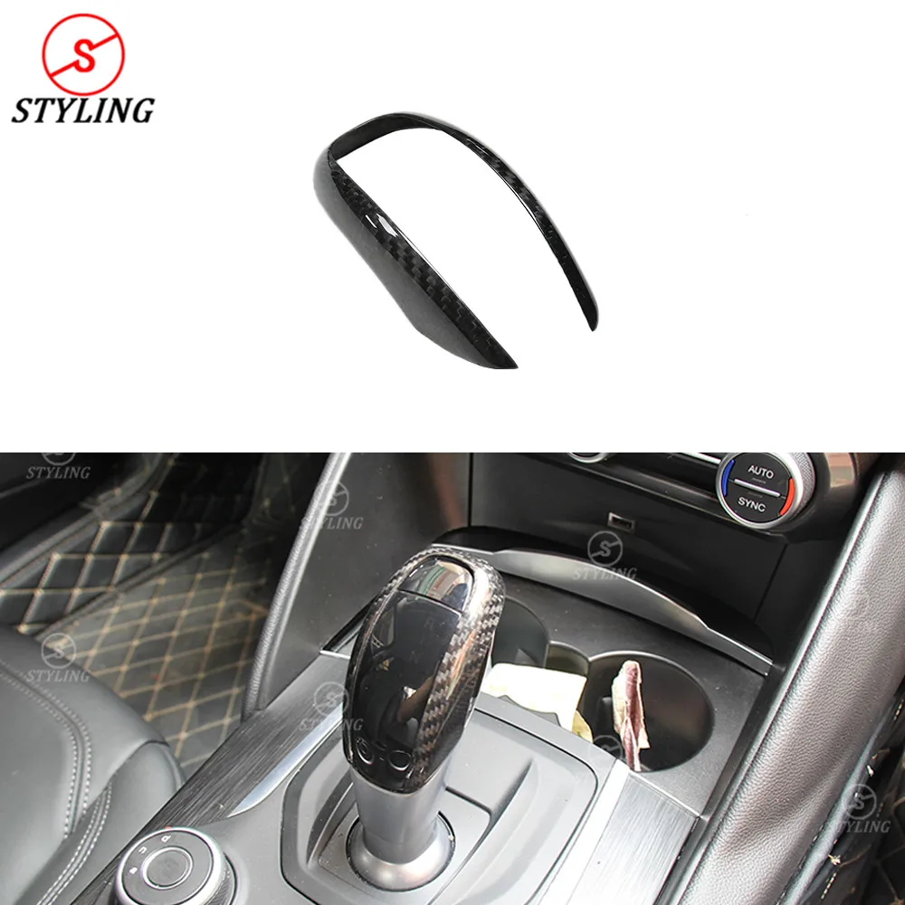 Control shifter knob cover For Alfa Romeo Carbon Fiber Gear shift Car Handle Sticker interior trim LHD Only | Автомобили и