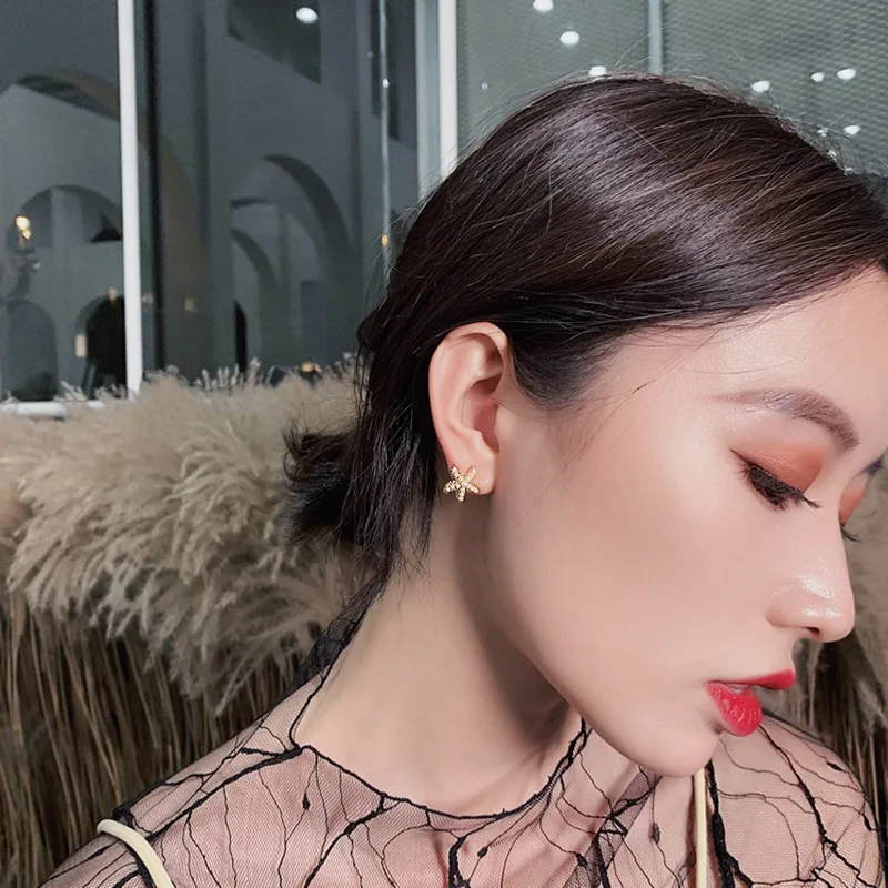 MENGJIQIAO корейские праздничные милые серьги-гвоздики с искусственным жемчугом в виде морской звезды для женщин милые элегантные Oorbellen Ювелирные изделия Подарки