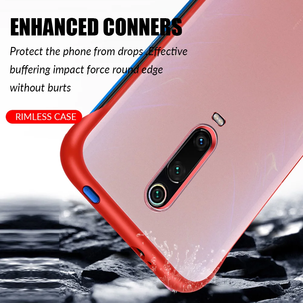 Чехол для телефона безрамный Прозрачный матовый Жесткий Xiaomi mi 10 lite 8 9 SE pro cc9e Redmi K20