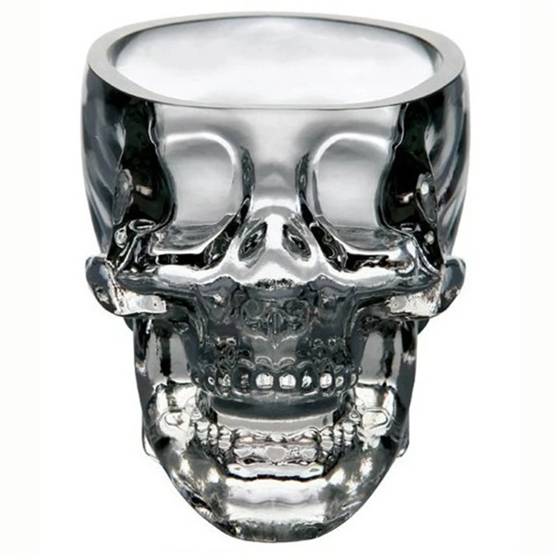 Прозрачная креативная стеклянная кружка с 3d черепом для виски домашний бар 300