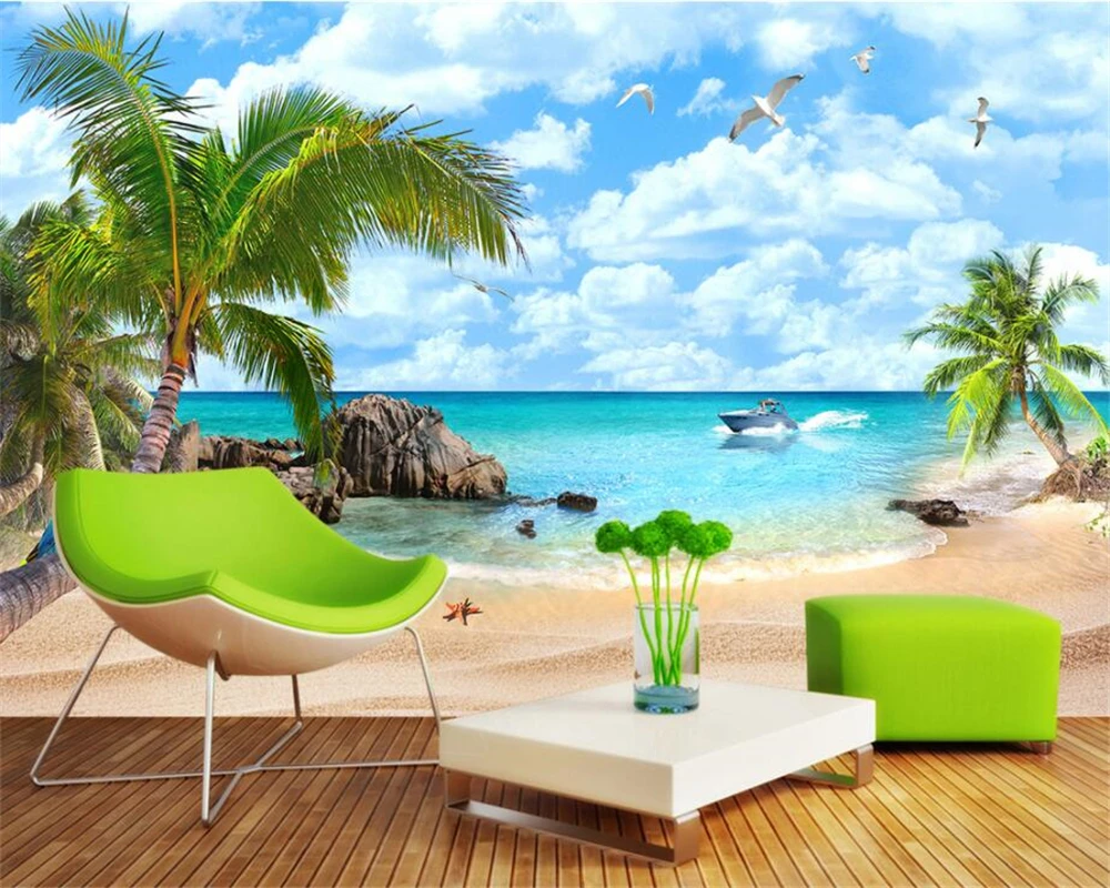 

Beibehang пользовательские обои Средиземноморский пляж пейзаж ТВ фоновая стена гостиная спальня 3d обои papel de parede