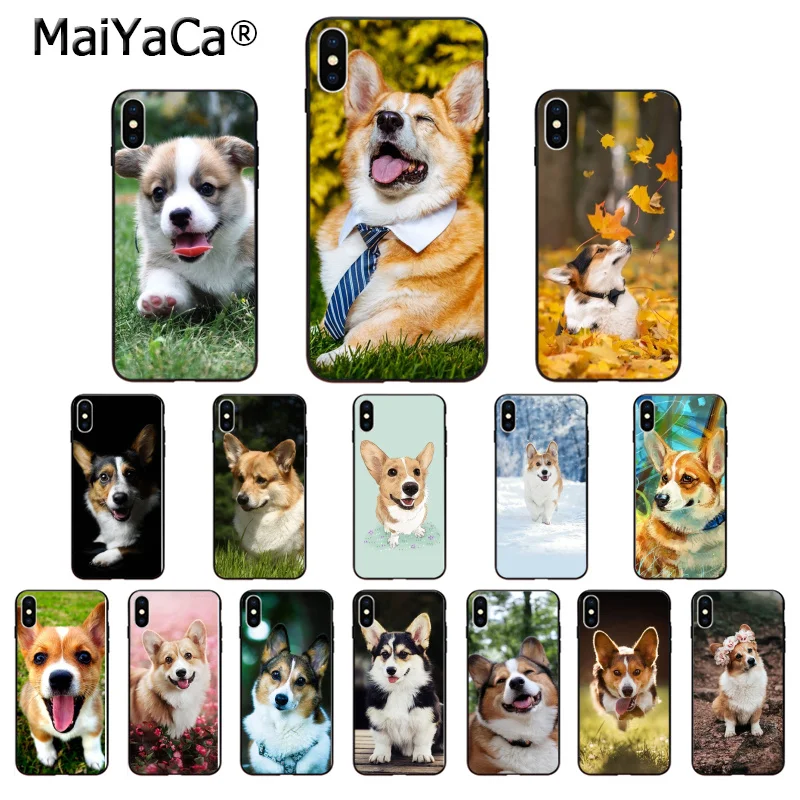Мягкий силиконовый чехол для телефона MaiYaCa Animal Corgi dog из ТПУ Apple iPhone 8 7 6 6S Plus X XS MAX 5 5S