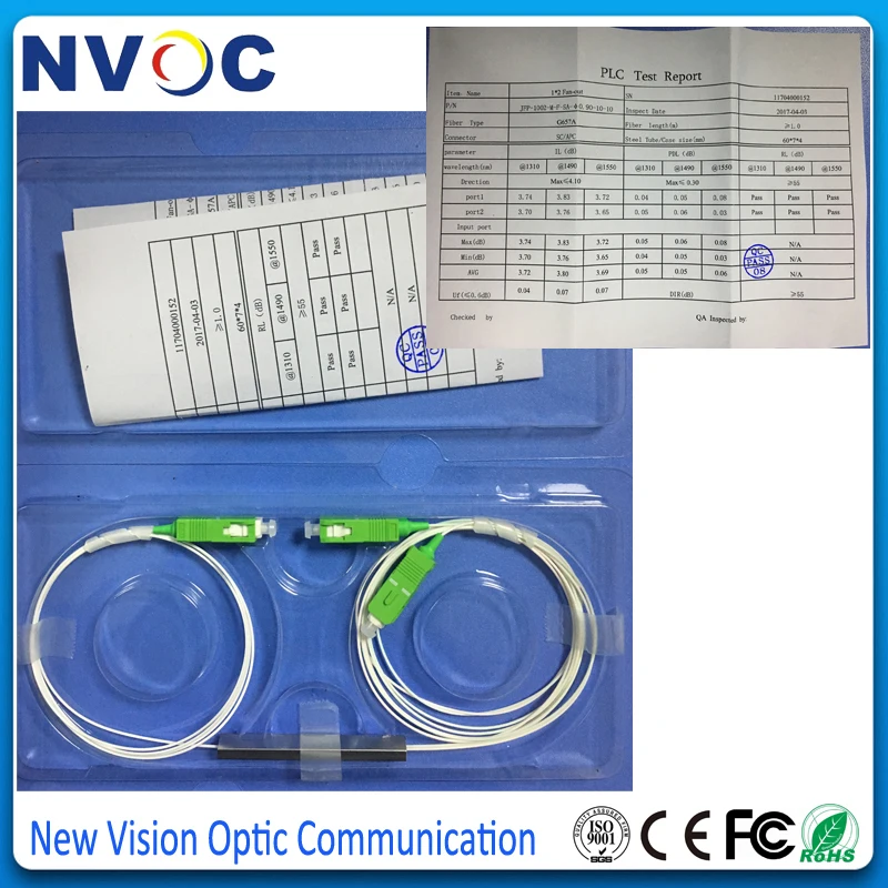 10 шт./лот GPON GEPON 1x2 FTTH стальная труба мини-блок 1 м 0 9 мм SC/APC соединитель