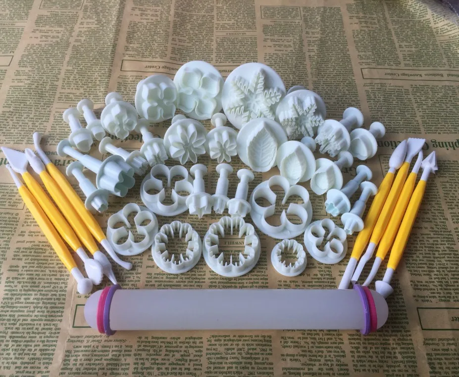 

39PCS/SET Many Kinds,Rolling Pin Flowers,Leaves Shape Food Grade Plastic Cake Tools,Cookie Cutter,Fondant Cake Decorating