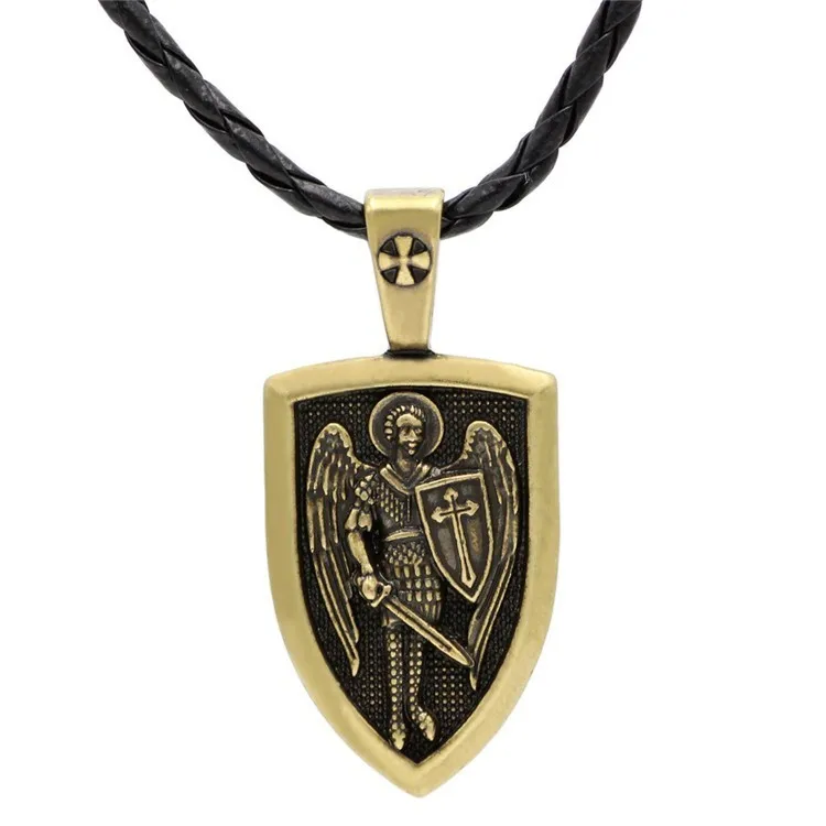 Дропшиппинг, мужское ожерелье, Archangel St. Mikel, защита от Святого щита, русский орходокс, кулон ювелирные изделия - Окраска металла: Antique Brass