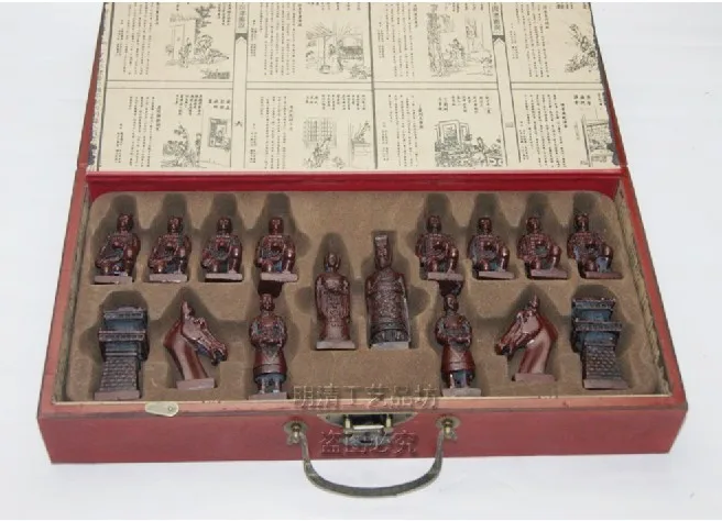 (32 шт.) Готовые китайские классические деревянные шахматы терракотовые воины с