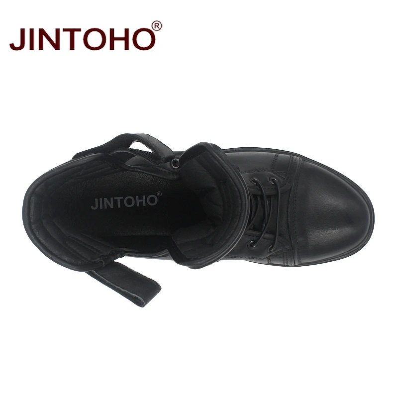 Высококачественная Зимняя мужская обувь JINTOHO из натуральной кожи брендовые