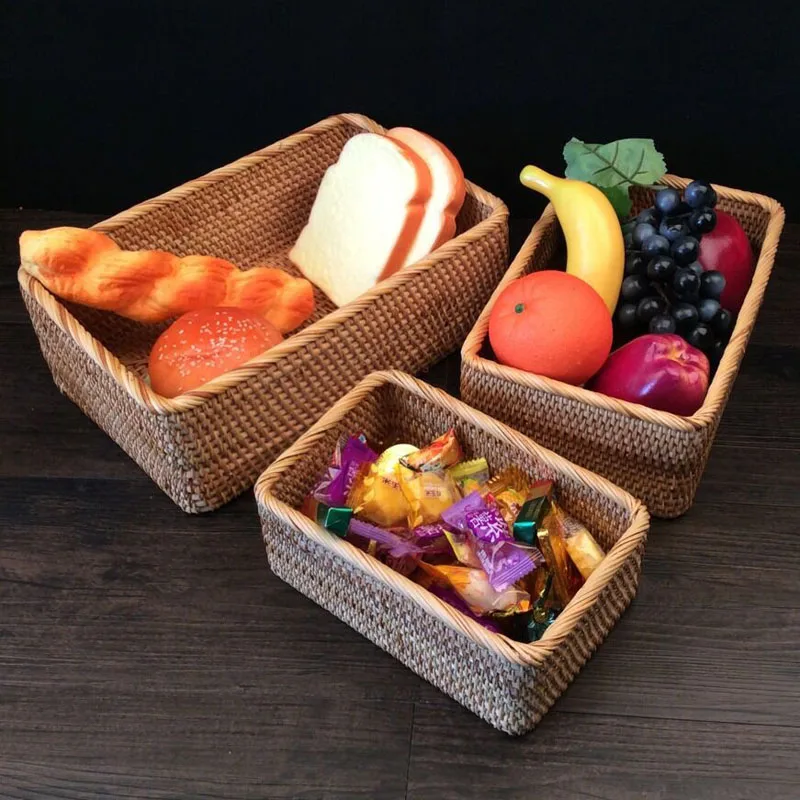 Корзина из ротанга для хранения 3 шт./лот косметический Органайзер корзина