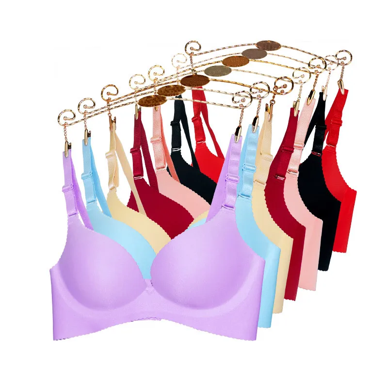 

Sexy&New Women Bra Push Up 32-38ABC Cup Bras Seamless Wireless Bra Gather Adjustable Girls soid UnderwearSexy Deep U Cup Bras