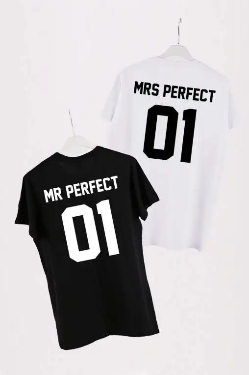 Рубашки с надписью Mr Perfect Mrs для пары подходящие футболки Лучший Подарок на