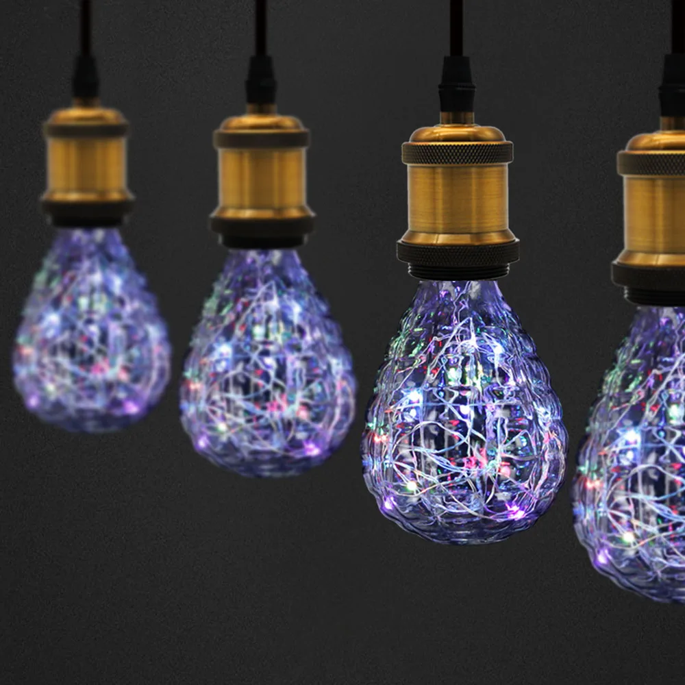 Мерцающая звезда Фея лампочка светодиодный rgb 1 5 Вт 220 в E27 Праздничная декорация