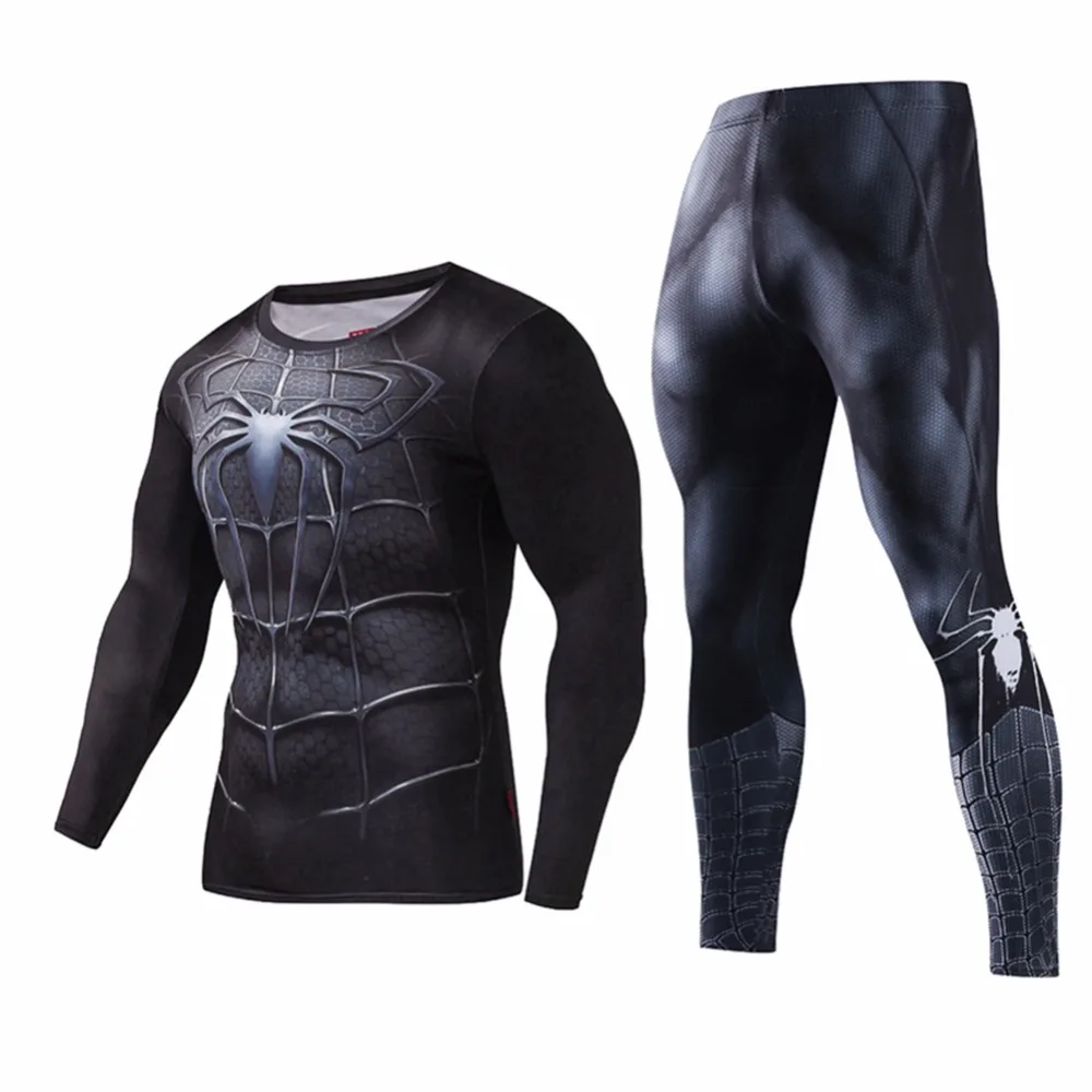 2Pcs Fashion Sportswear Men Workout Fitness Set Superman Captain America Tracksuit Plus Size S-XL | Мужская одежда