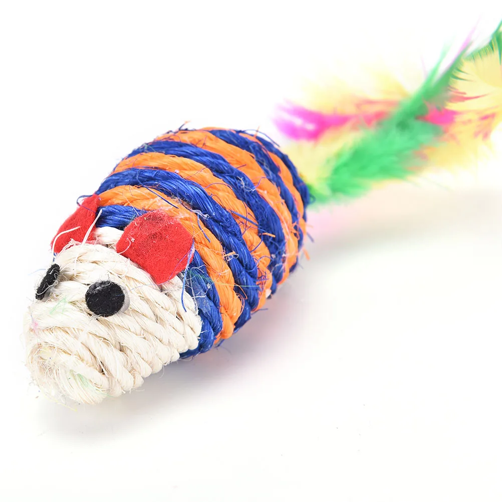 Pet Cat Kitten Feather mice Sisal Rope mouse Rattle Scratcher Toy Color Random | Дом и сад