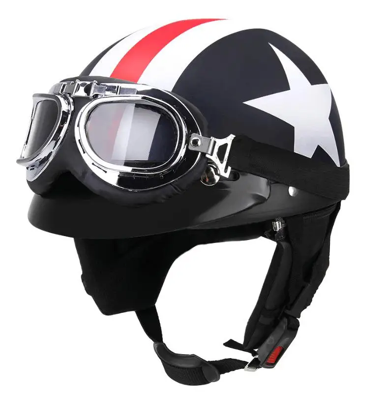 Унисекс moto rcycle шлем с очками Половина лица солнцезащитный cross capacete de cicleta casco