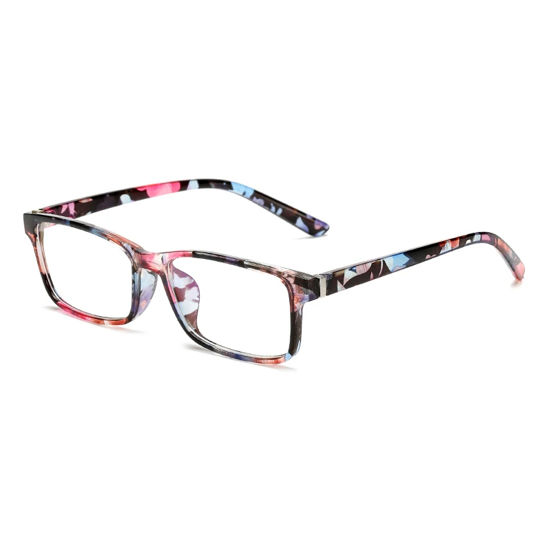 pink floral Longkeader Прямоугольная оправа для очков для женщин модные цветочные прозрачные линзы Eyeweaer мужские прозрачные линзы оправы для очков 8091 - Цвет оправы: pink floral