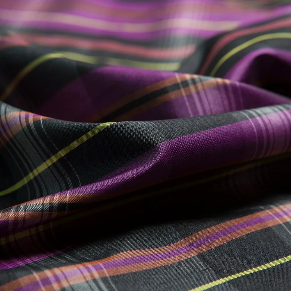 Пряжа окрашенная в фиолетовый клетку/полосатая ткань из чистого шелка dupion шитье