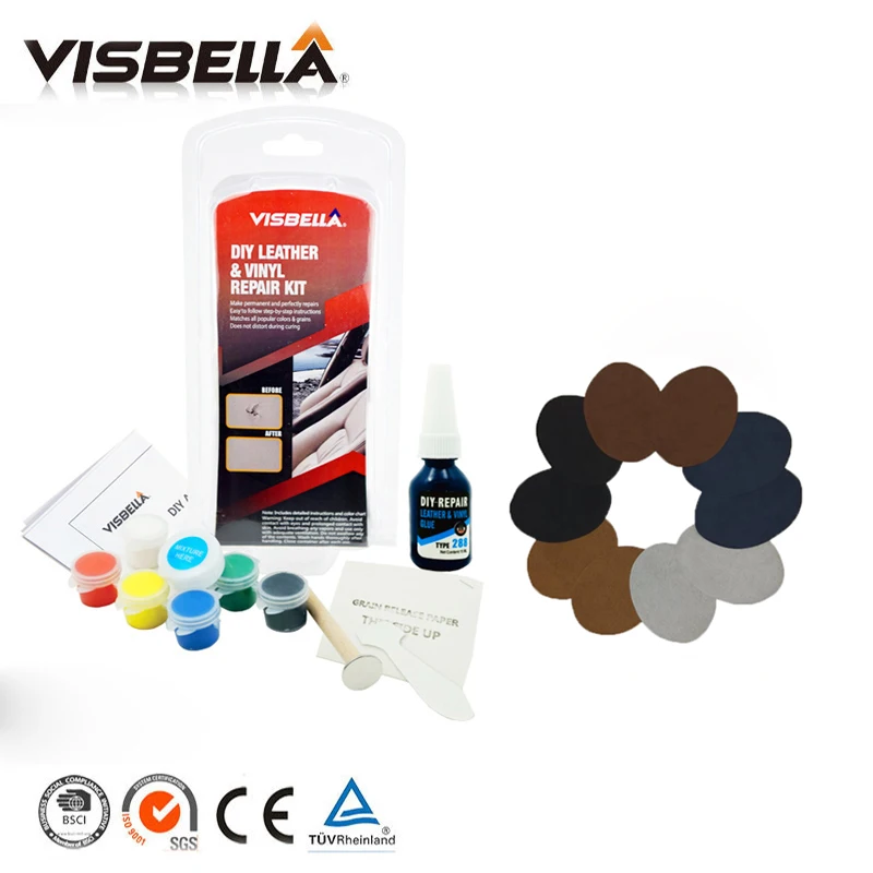 Visbella DIY кожа винил Ремонтный комплект Setadhesive авто на сиденье в машину на диван Пальто Отверстия царапины трещины разрывы с 10 шт. патч герметик