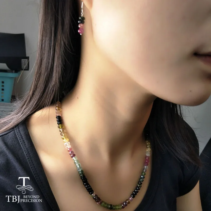 Женское колье с турмалином TBJ ожерелье большого размера застежкой из серебра 100%
